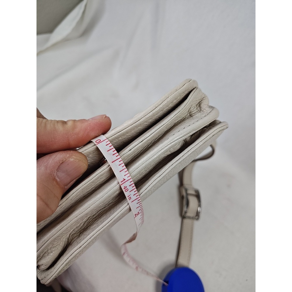 Brighton Cream Pebbled Leather Braided Trim Flap Crossbody Bag - Picture 15 of 16